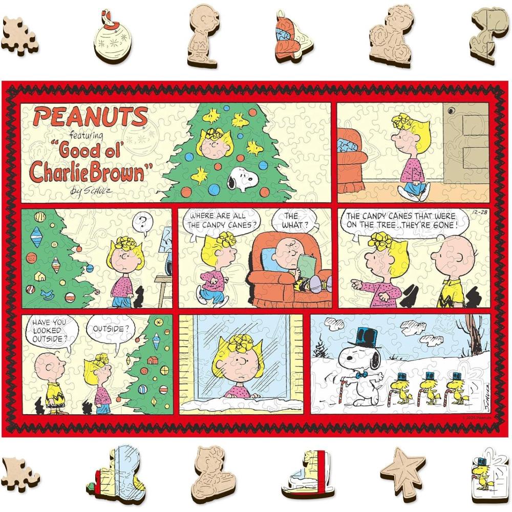 image:imagePeanuts Puzzles for Adults  Charlie Brown Wooden Puzzle 200 Pieces Unique Shaped Jigsaw Puzzles Snoopy Gifts for Women 5MM Thick Officially Licensed Merchandise  Better Together 9 x 128Christmas Comic