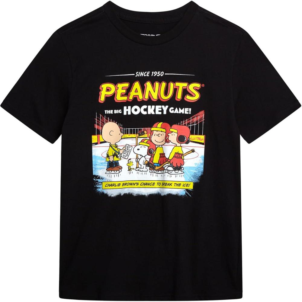 image:imagePeanuts Snoopy Boys Shirts  Joe Cool Cotton Crewneck Short Sleeve TShirt  Classic Graphic Tees for Boys Sizes 716Peanuts Black