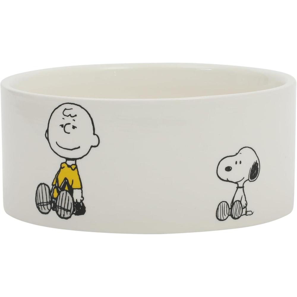 image:imagePeanuts Snoopy Dog Bowl with Bone Design  65 Stoneware Water or Food Bowl for Small to Medium Dogs  Cute Cartoon Pet Dish Durable amp Easy to CleanSnoopy  Charlie Brown