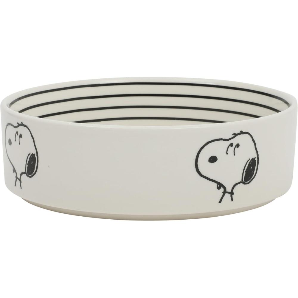 image:imagePeanuts Snoopy Dog Bowl with Bone Design  65 Stoneware Water or Food Bowl for Small to Medium Dogs  Cute Cartoon Pet Dish Durable amp Easy to CleanSnoopy