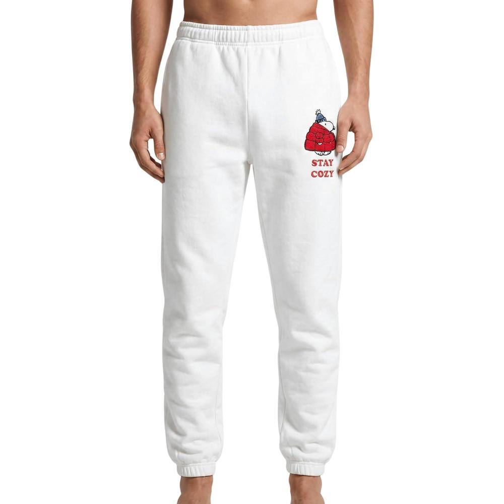 image:imagePeanuts Snoopy Stay Cozy Embroidered White Pants Adult Unisex Sweatpants  Officially Licensed