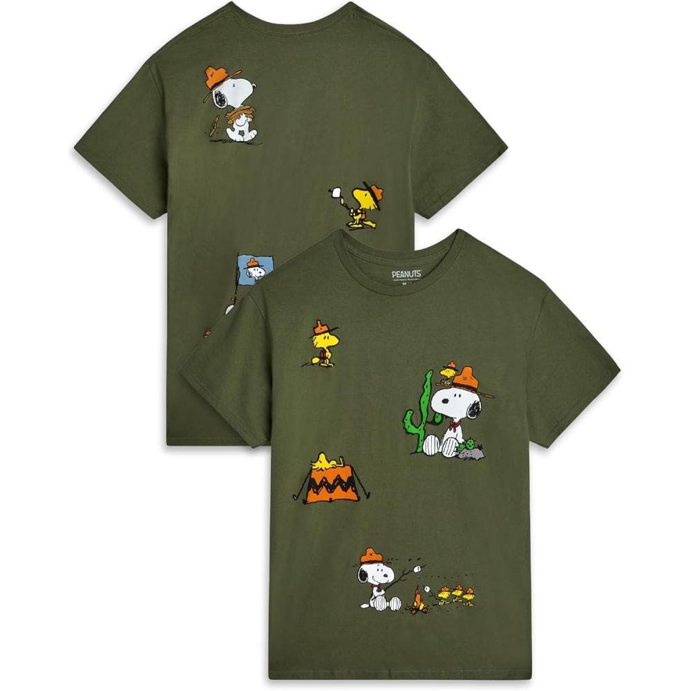 image:imagePeanuts Snoopy Womens and Mens Graphic TShirts  Snoopy All Over Print Crewneck Short Sleeve Unisex Tshirts for AdultsSnoopy Dark Green