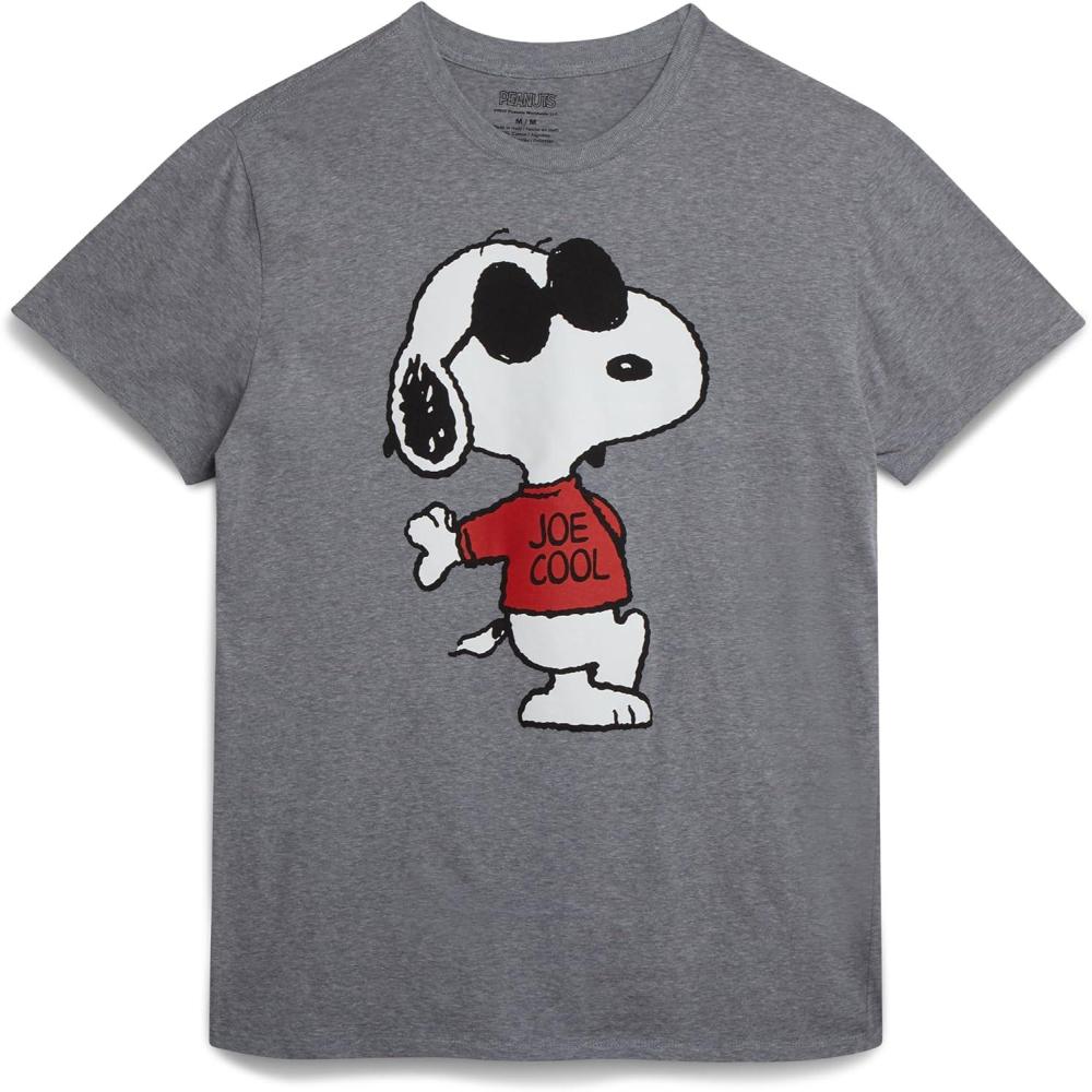 image:imagePeanuts Snoopy Womens and Mens Graphic TShirts  Snoopy All Over Print Crewneck Short Sleeve Unisex Tshirts for AdultsSnoopy Heather Grey
