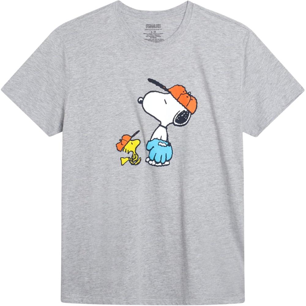 image:imagePeanuts Snoopy Womens and Mens Graphic TShirts  Snoopy All Over Print Crewneck Short Sleeve Unisex Tshirts for AdultsSnoopy Light Heather Grey