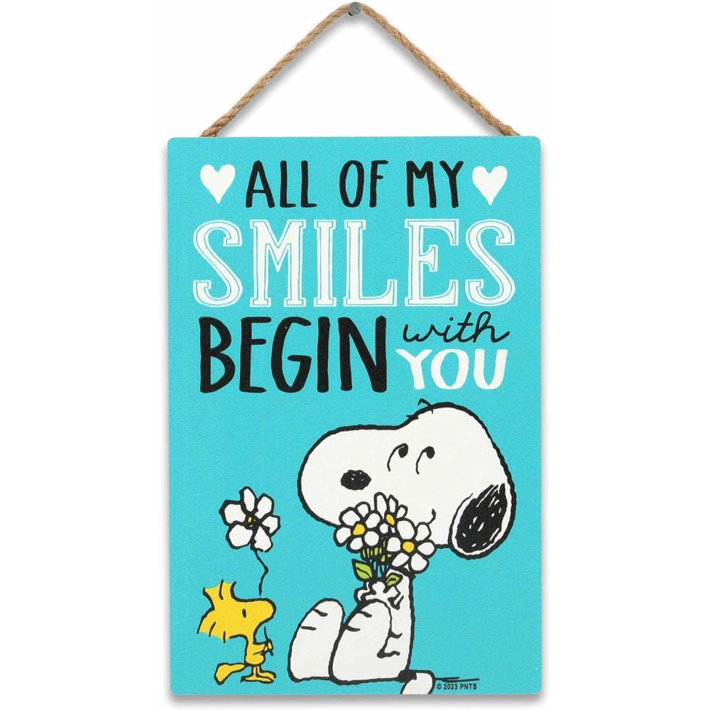 image:imagePeanuts Snoopys Slice Shop Oven Fresh Pizza Hanging Wood Wall Decor  Fun Snoopy Pizza Sign for Kitchen or Dining RoomWhiteAqua