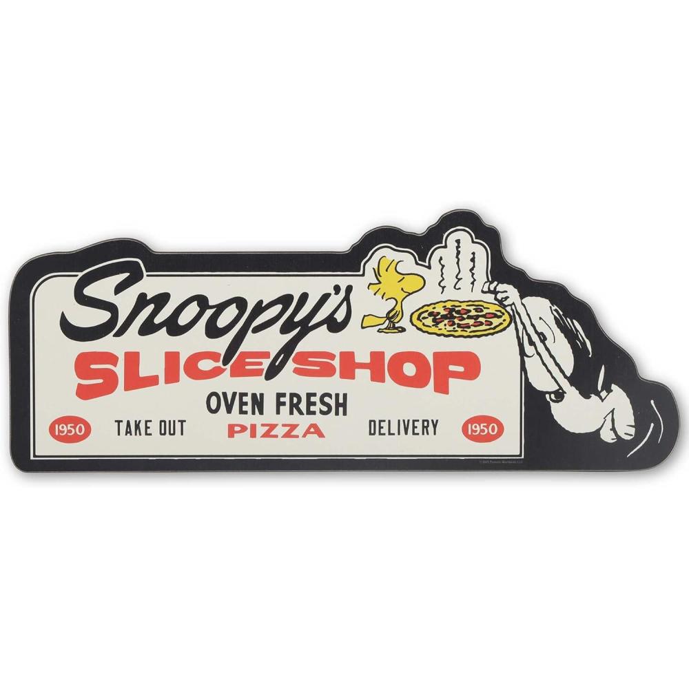 image:imagePeanuts Snoopys Slice Shop Oven Fresh Pizza Wood Wall Decor  Large Snoopy Sign for Kitchen or Dining RoomBlack