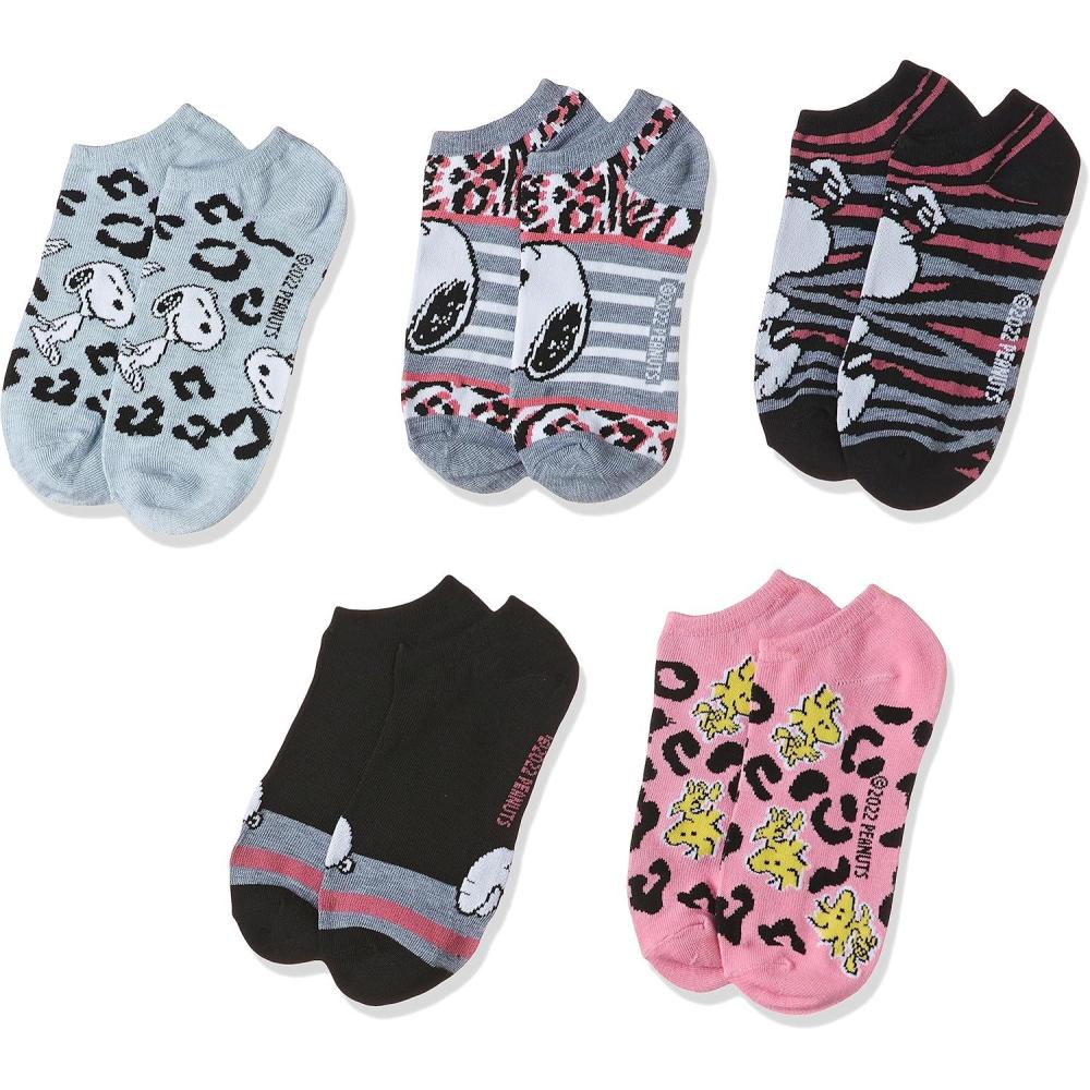 image:imagePeanuts Womens 5 Pack No Show SocksAnimal Print Multi