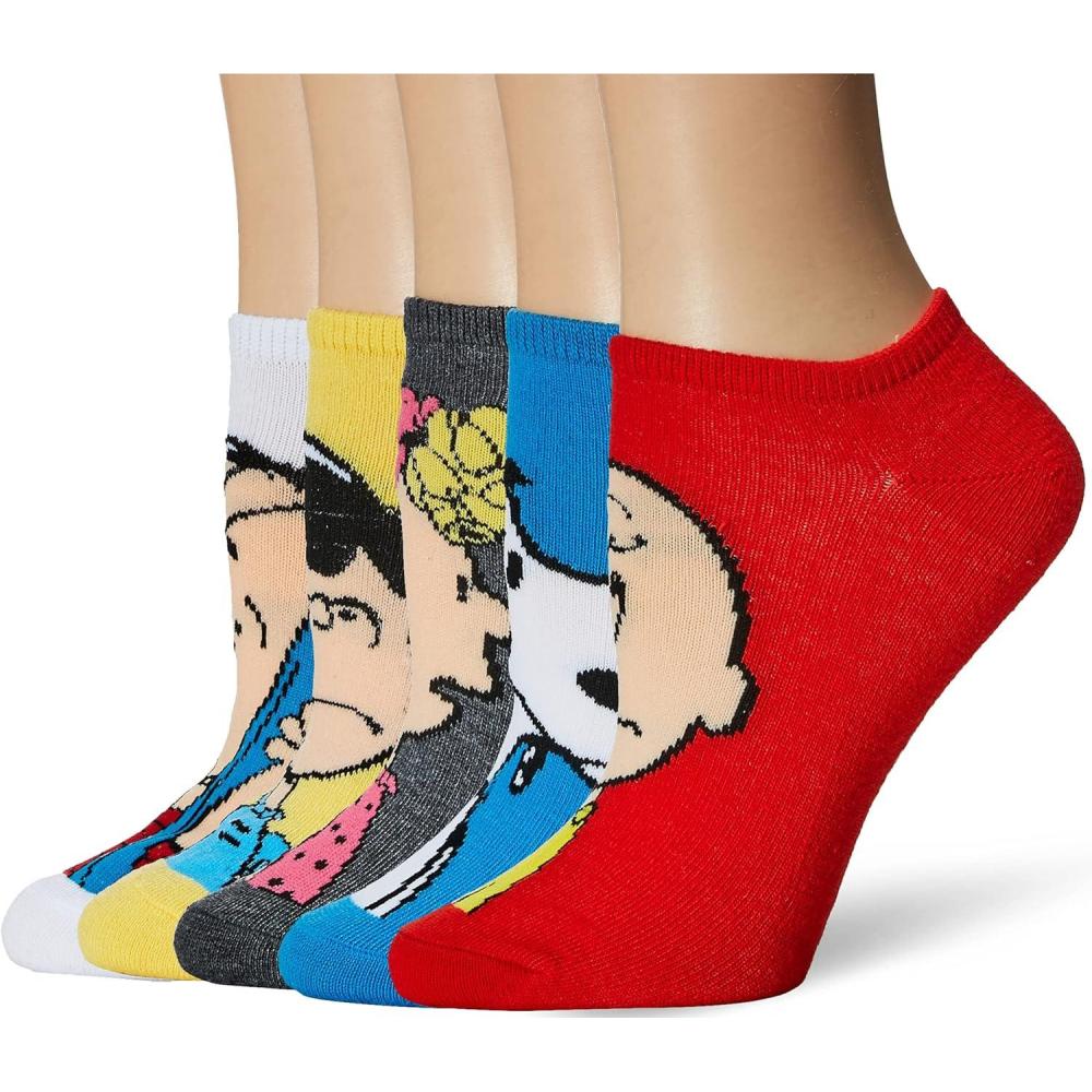 image:imagePeanuts Womens 5 Pack No Show SocksAssorted Bright