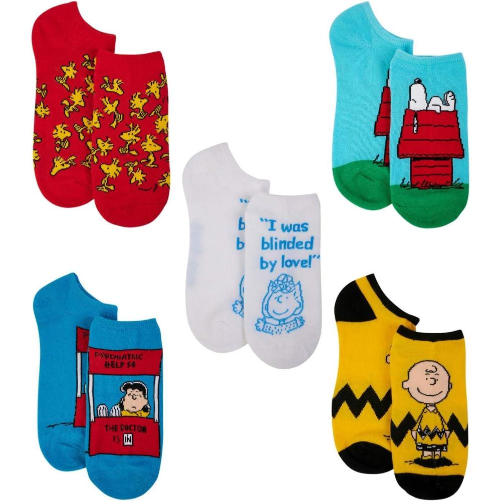 image:imagePeanuts Womens 5 Pack No Show SocksMulti Colored