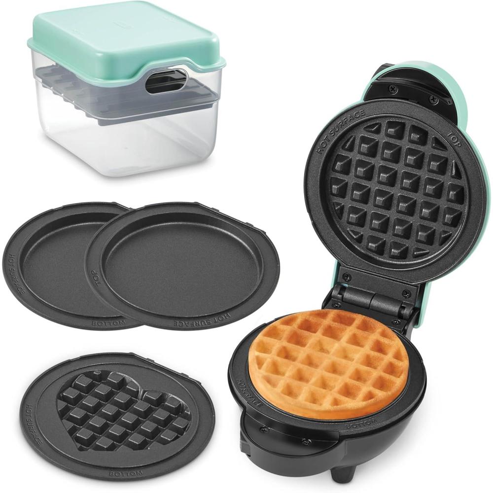 image:imagePeanuts x Dash MultiMaker Mini Maker System 4 Plates Joe Cool Flying Ace Beagle Scout WaffleAQUA 5 PLATES  STORAGE CASE