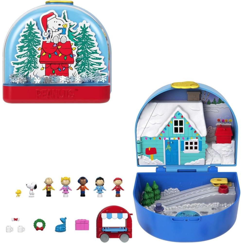 image:imagePolly Pocket x Peanuts Collector Compact Micro Dolls and Playset 7 Themed Accessories 4 Iconic Locations Snoopy amp Woodstock