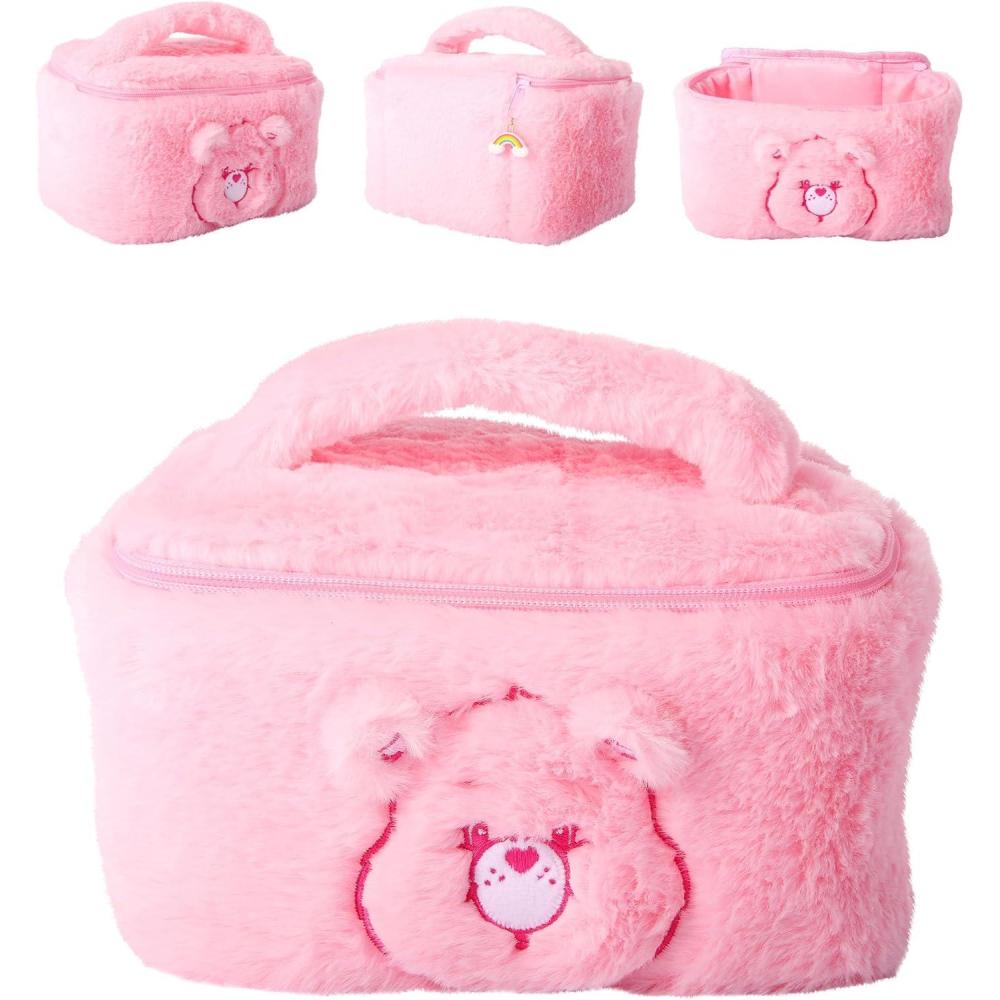 image:imageSALLY ROSE Peanuts Snoopy Pink Make Up Bag Official License Plush Woodstock and Snoopy Cosmetic Bag Valentines Gifts for HerCheer Care Bear