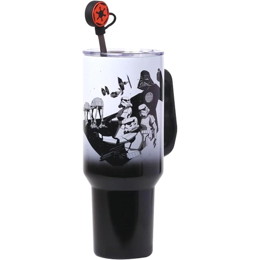 image:imageSilver Buffalo Peanuts Featuring Snoopy and Woodstock Feelin Groovy Double Walled Stainless Steel Tumbler with Handle and Straw Fits in Standard Cup Holder 40 OuncesStar Wars The Dark Side