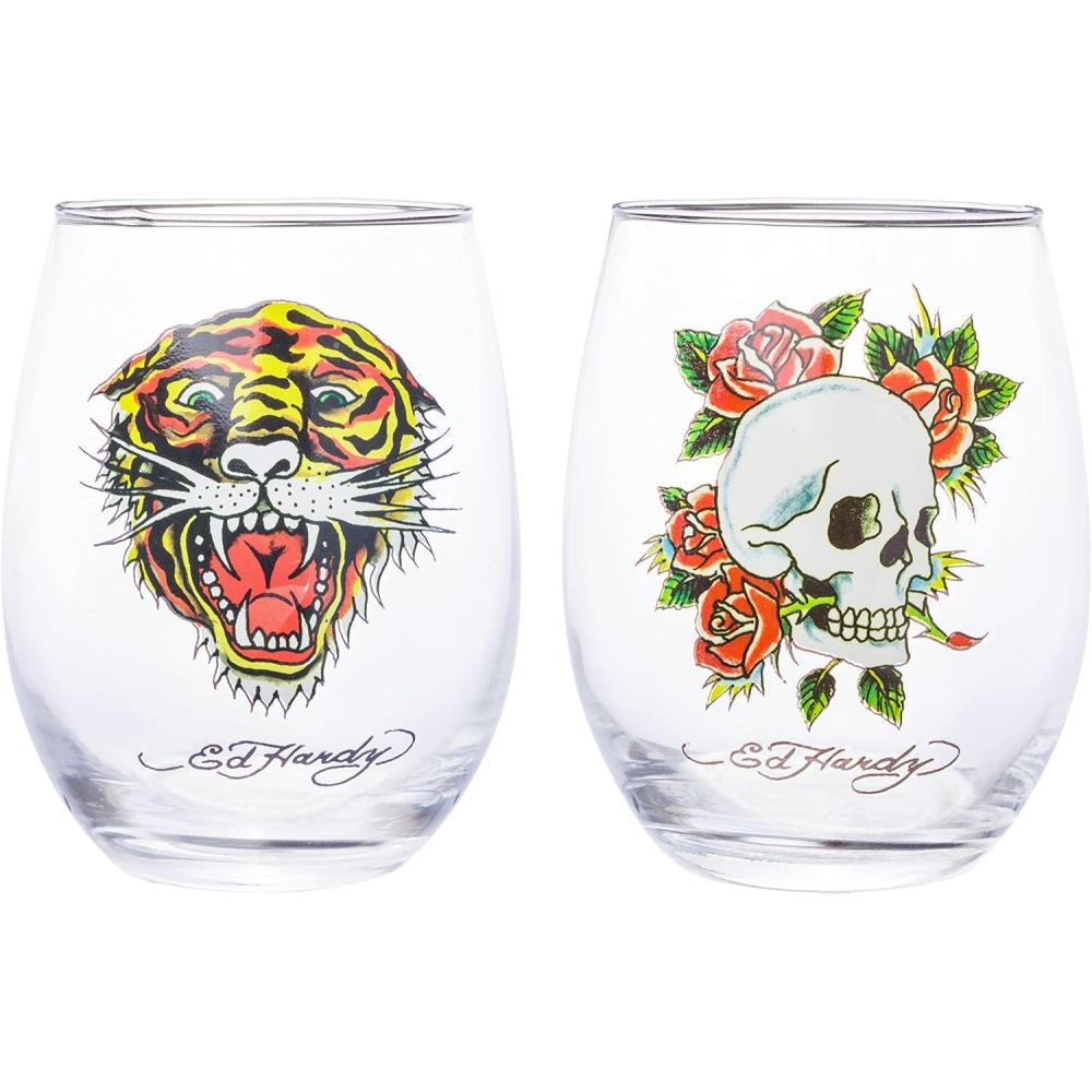 image:imageSilver Buffalo Peanuts Snoopy And Woodstock Chillin Stemless Wine Glass 20 Ounces 1 Count Pack of 1Ed Hardy