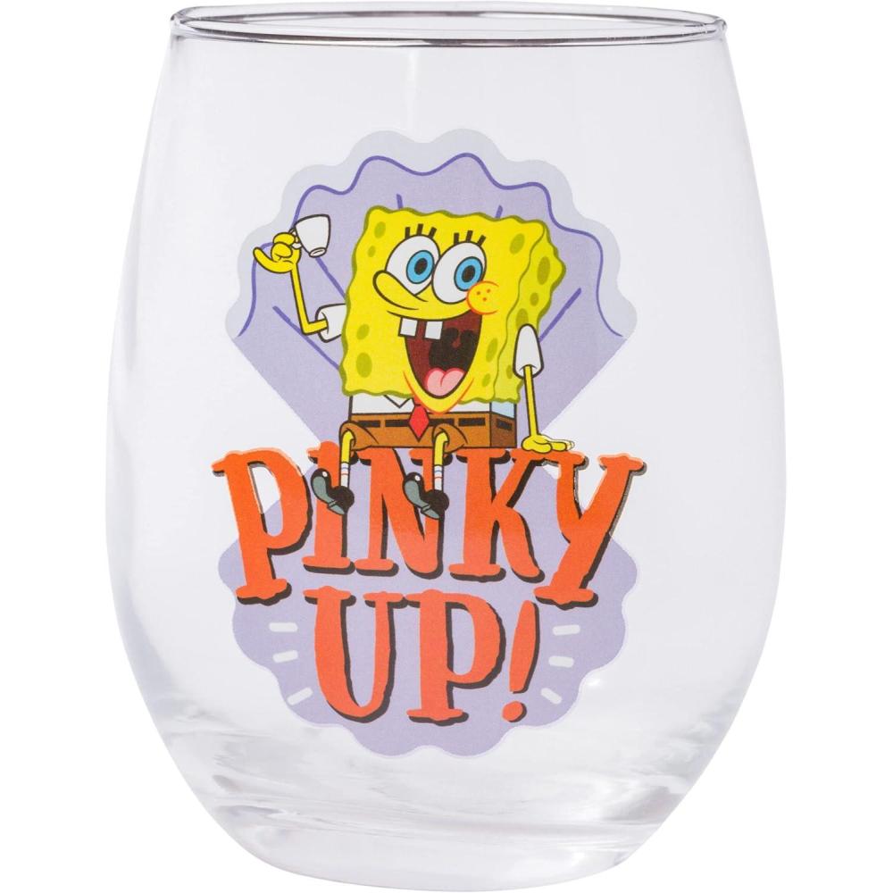image:imageSilver Buffalo Peanuts Snoopy And Woodstock Chillin Stemless Wine Glass 20 Ounces 1 Count Pack of 1SpongeBob