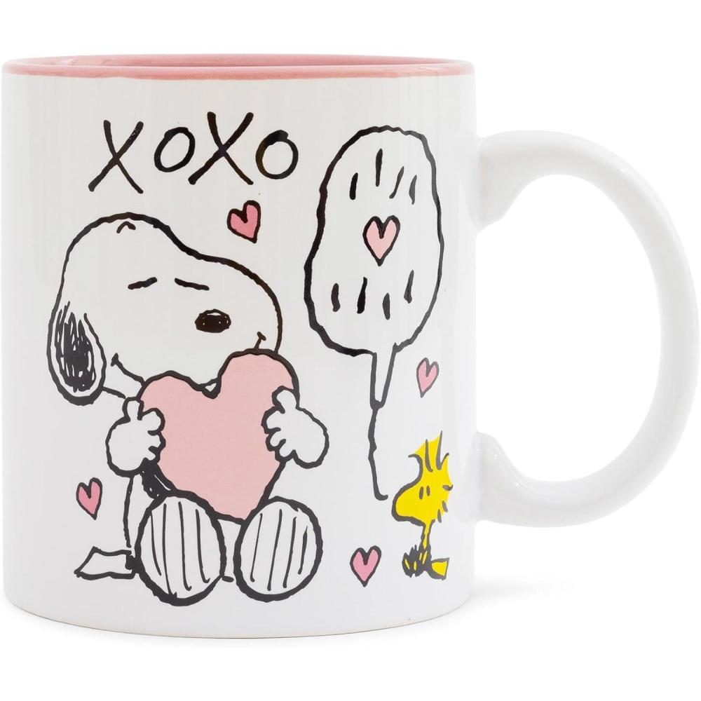 image:imageSilver Buffalo Peanuts Snoopy and Woodstock Valentines Day XOXO Ceramic Mug  Large Coffee Cup For Tea Cocoa Beverages  Holds 20 Ounces
