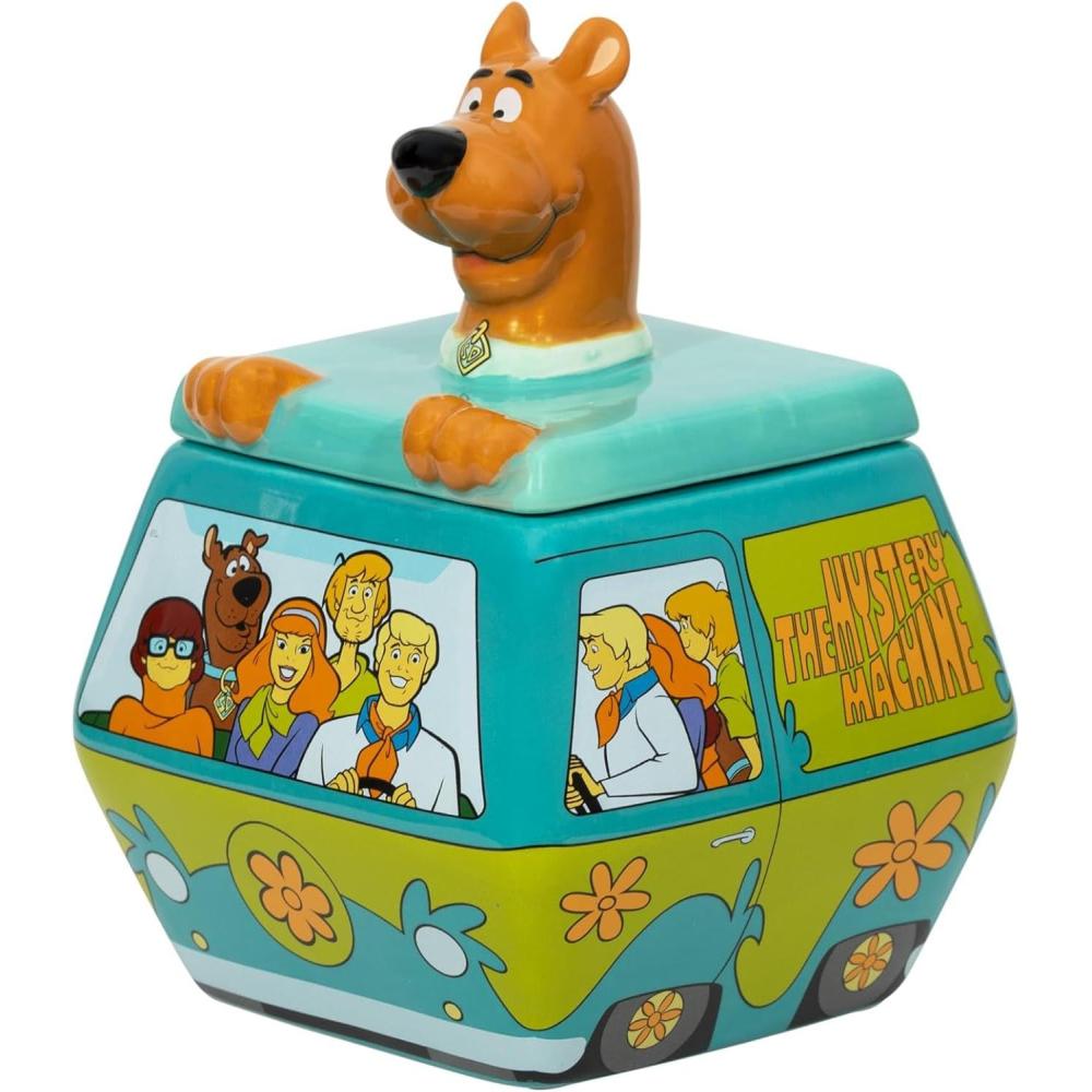 image:imageSilver Buffalo Peanuts Squad Featuring Charlie Brown Snoopy Schroeder Lucy Linus Sally Pigpen Woodstock and Franklin Glass Cookie Snack Candy Jar with Lid SmallScooby Doo Mystery Machine XSmall Ceramic Sculpted