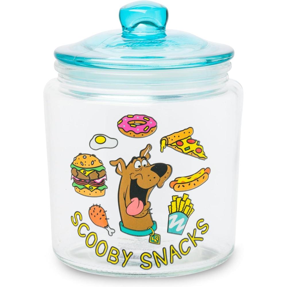 image:imageSilver Buffalo Peanuts Squad Featuring Charlie Brown Snoopy Schroeder Lucy Linus Sally Pigpen Woodstock and Franklin Glass Cookie Snack Candy Jar with Lid SmallScooby Doo Scooby Snacks Small Glass