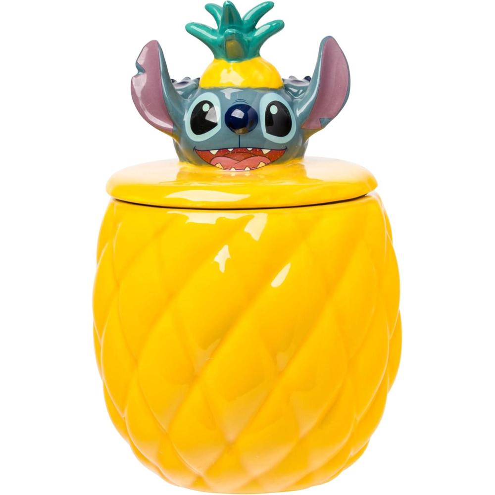 image:imageSilver Buffalo Peanuts Squad Featuring Charlie Brown Snoopy Schroeder Lucy Linus Sally Pigpen Woodstock and Franklin Glass Cookie Snack Candy Jar with Lid SmallLilo and Stitch Pineapple Medium Ceramic Sculpted
