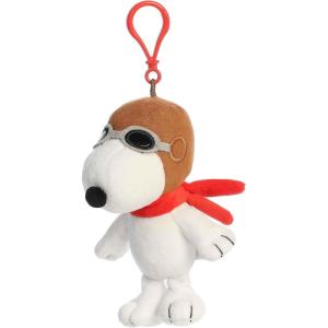 Aurora® Adorable Peanuts® Flying Ace Clip-On Stuffed Animal – Officially Licensed Toys for All Snoopy Fans – Nostalgic Gift for Adults and Birthday Celebrations – White 6 Inches