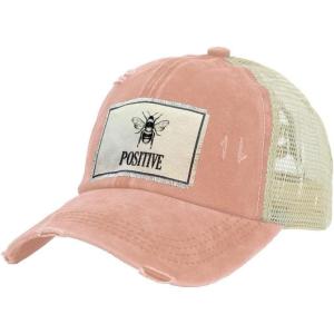BRIEF INSANITY Vintage Distressed Trucker Hat – Funny Snapback Hat | Unisex Adult Cap(Bee Positive)