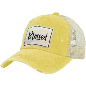 BRIEF INSANITY Vintage Distressed Trucker Hat – Funny Snapback Hat | Unisex Adult Cap(Blessed)