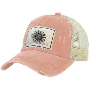 BRIEF INSANITY Vintage Distressed Trucker Hat – Funny Snapback Hat | Unisex Adult Cap(Daisy)