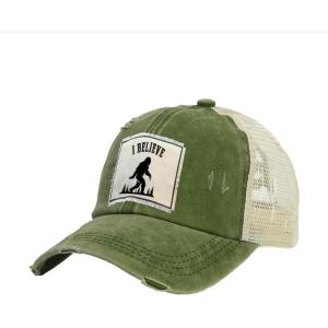 BRIEF INSANITY Vintage Distressed Trucker Hat – Funny Snapback Hat | Unisex Adult Cap(I Believe in Bigfoot)