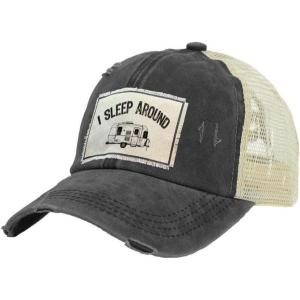 BRIEF INSANITY Vintage Distressed Trucker Hat – Funny Snapback Hat | Unisex Adult Cap(I Sleep Around)