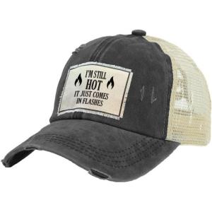 BRIEF INSANITY Vintage Distressed Trucker Hat – Funny Snapback Hat | Unisex Adult Cap(I’m Still Hot)
