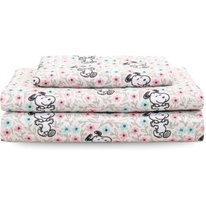 Berkshire Blanket Peanuts® Kids Sheet Set, Full Size – 4 Pieces, Peanuts® Snoopy Different Emotion Sheet Scale Murky Blue, Cute Character Snoopy Printed Soft Microfiber Bed Sheets(Mini Snoopy Spring Floral Happy Dance Soft Grey)