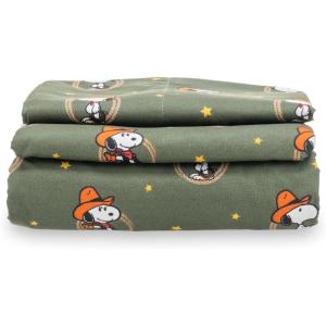 Berkshire Blanket Peanuts® Kids Sheet Set, Full Size – 4 Pieces, Peanuts® Snoopy Different Emotion Sheet Scale Murky Blue, Cute Character Snoopy Printed Soft Microfiber Bed Sheets(Snoopy Giddy Up Cowboy Sheets Moss)