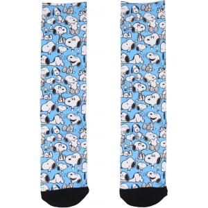 Bioworld Peanuts Snoopy Allover Character Design Adult Sublimated Crew Socks For Men And Women