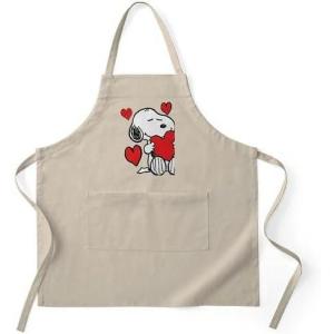 CafePress Snoopy Hearts Kitchen Apron with Pockets, Grilling Apron, Baking Apron(Khaki)