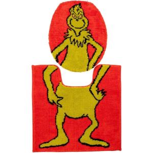 Collectibles Peanuts Snoopy 100% Cotton Non Slip Plush Bathroom Mat Rug (Officially Licensed Product) by Franco(Grinch – Bath Contour Set)