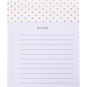 Graphique Peanuts Gang Jotter Notepad, Pad of Paper w/ 250 Tearable Ruled Pages Featuring Cute Snoopy and Gang Design, Great for Kitchen Counters, Nightstands, Desks, and More, 4.5″ x 5.5″ x 1″(Gold Dots)