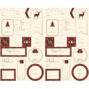 Graphique Peanuts™ Gift Labels | 52 Self-Adhesive Christmas Stickers | 13 Designs with Red Foil Accents | to and from Names | for Holiday Wrapping Paper & Gift Bags(Pack of 2)