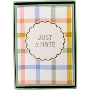 Graphique Peanuts Typewriter Boxed Notecards, 16 Snoopy at Typewriter Cards Embellished with Glitter, with Matching Envelopes and Storage Box, 3.25″ x 4.75″(Plaid)