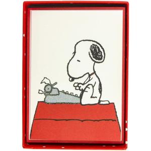 Graphique Peanuts Typewriter Boxed Notecards, 16 Snoopy at Typewriter Cards Embellished with Glitter, with Matching Envelopes and Storage Box, 3.25″ x 4.75″(Peanuts Typewriter)