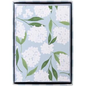 Graphique Peanuts Typewriter Boxed Notecards, 16 Snoopy at Typewriter Cards Embellished with Glitter, with Matching Envelopes and Storage Box, 3.25″ x 4.75″(White Hydrangeas)
