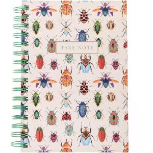 Graphique Snoopy Hardbound Spiral Journal, 160 Ruled Pages Hard Cover Notebook, Diary, Lists, Record Month and Date, Premium Paper, 6” x 8”(Beetles)