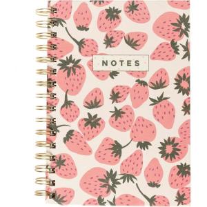 Graphique Snoopy Hardbound Spiral Journal, 160 Ruled Pages Hard Cover Notebook, Diary, Lists, Record Month and Date, Premium Paper, 6” x 8”(Pink Strawberries)