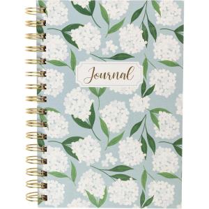 Graphique Snoopy Hardbound Spiral Journal, 160 Ruled Pages Hard Cover Notebook, Diary, Lists, Record Month and Date, Premium Paper, 6” x 8”(White Hydrangeas)