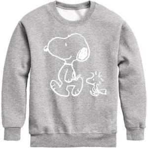 HYBRID APPAREL – Peanuts – I’ll Follow You – Snoopy & Woodstock – Toddler & Youth Crewneck Fleece Sweatshirt(Athletic Heather)