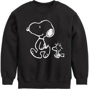 HYBRID APPAREL – Peanuts – I’ll Follow You – Snoopy & Woodstock – Toddler & Youth Crewneck Fleece Sweatshirt(Black)