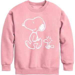 HYBRID APPAREL – Peanuts – I’ll Follow You – Snoopy & Woodstock – Toddler & Youth Crewneck Fleece Sweatshirt(Mauve)