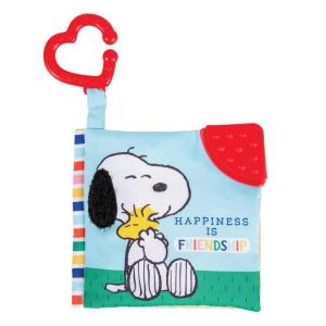 Kids Preferred Peanuts Snoopy Baby Stuff Fun Crinkle Book with On The Go Travel Clip Teether Soft Sensory Book for Babies & Toddlers, 5.25×5.25 Inches