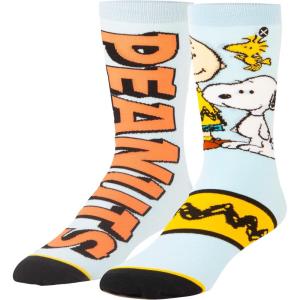 Odd Sox – Peanuts Charlie Brown Socks for Men – Fun Comic Strip Character Print Crew Socks – Assorted Designs(Snoopy Split)