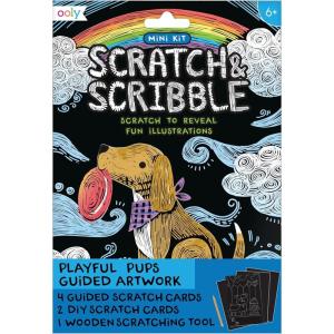 Ooly X Peanuts Scratch Art Kit – 12 Cards Featuring Snoopy, Woodstock and The Gang, Scratch Art Set Gifts for Kids, Travel-Friendly Craft Kit, Scratching Tool Included(Mini Playful Pups)