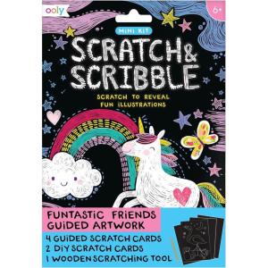 Ooly X Peanuts Scratch Art Kit – 12 Cards Featuring Snoopy, Woodstock and The Gang, Scratch Art Set Gifts for Kids, Travel-Friendly Craft Kit, Scratching Tool Included(Mini Funtastic Friends)
